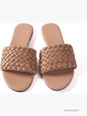 Braided Leather Flat Sandals for Women, Summer Wedding Party Evening Dressy